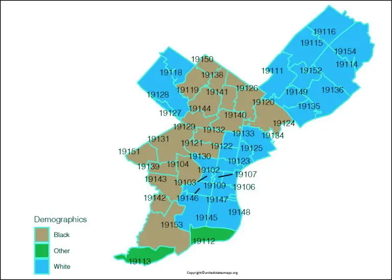 Philadelphia Zip Code Map With Streets (Printable PDF)