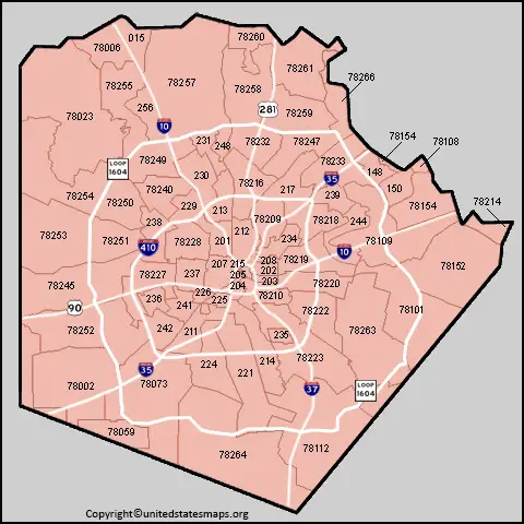 San Antonio Zip Code Map Map Of San Antonio Zip Codes