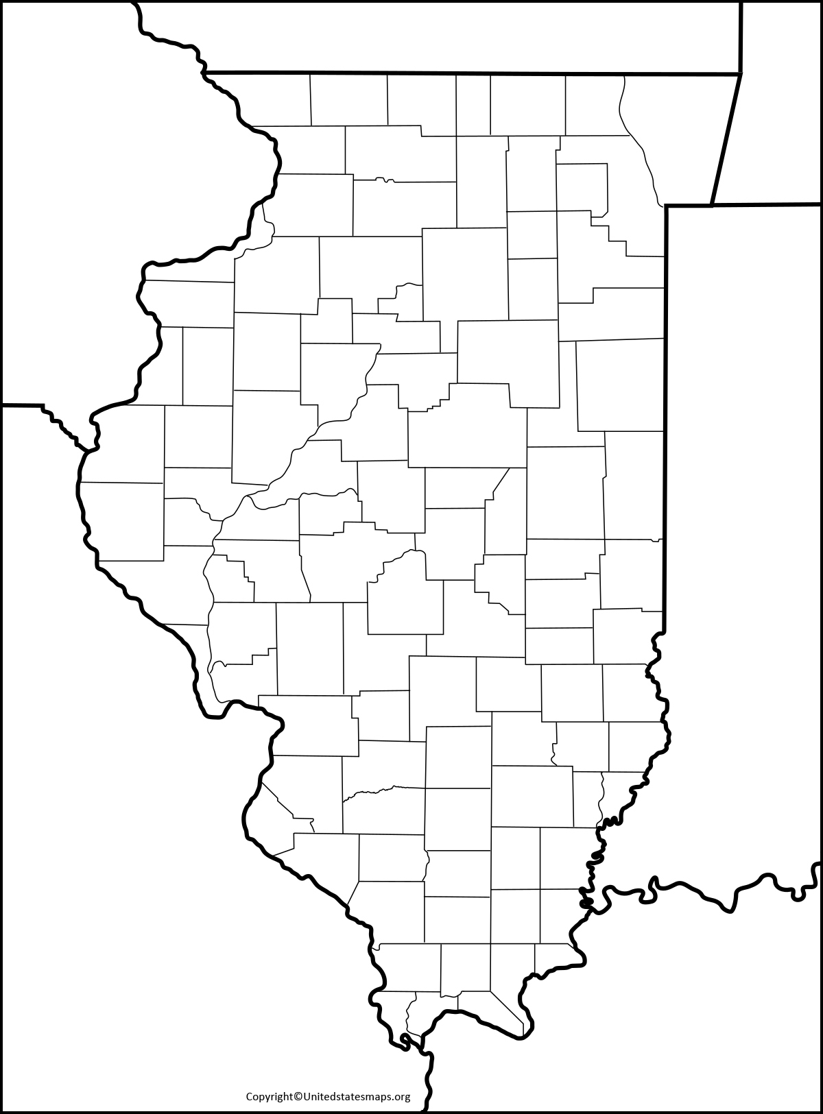 Blank Illinois Map Printable Map Of Illinois In PDF   Illinois Blank Map 