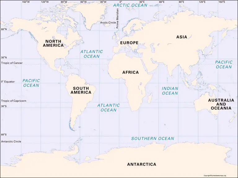 World Map With Oceans | Map Of The World Oceans