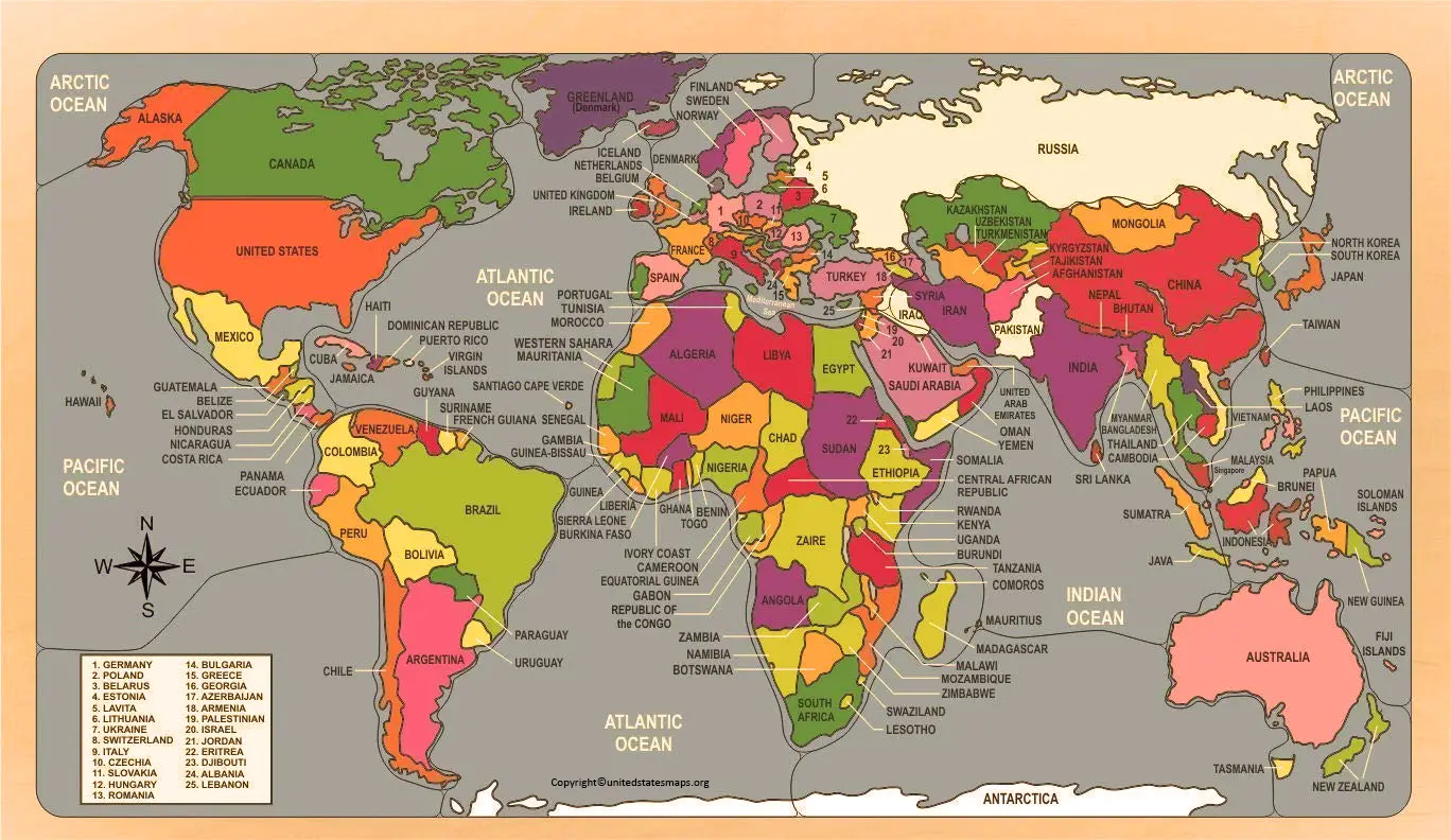 Labeled Map Of World