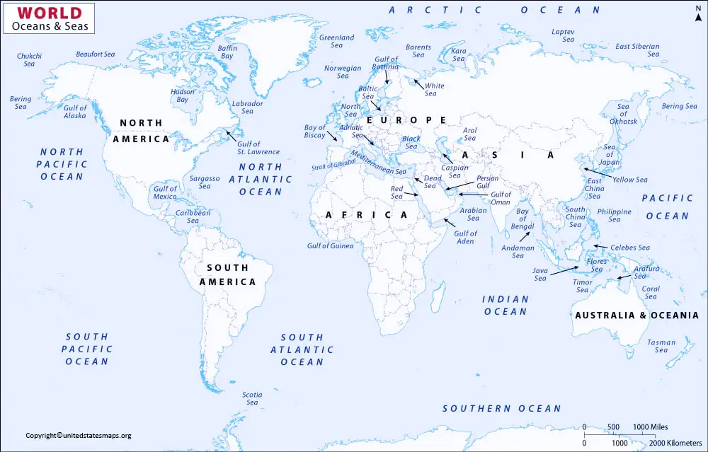 Atlantic Ocean On A World Map