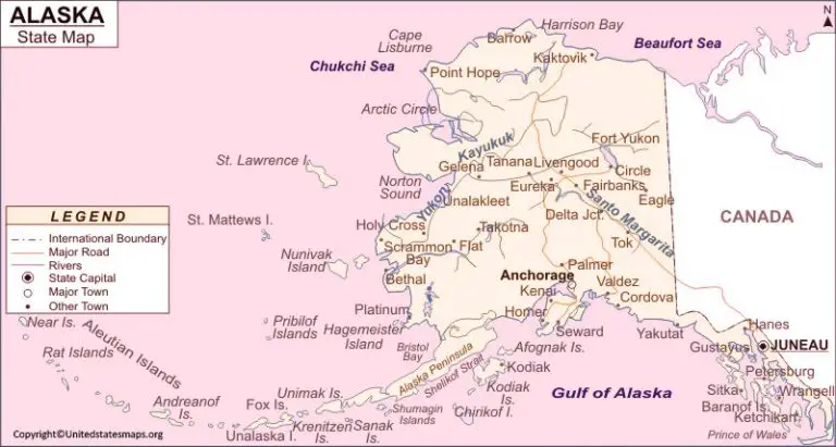 Labeled Alaska Map With Capital And Cities in Pdf