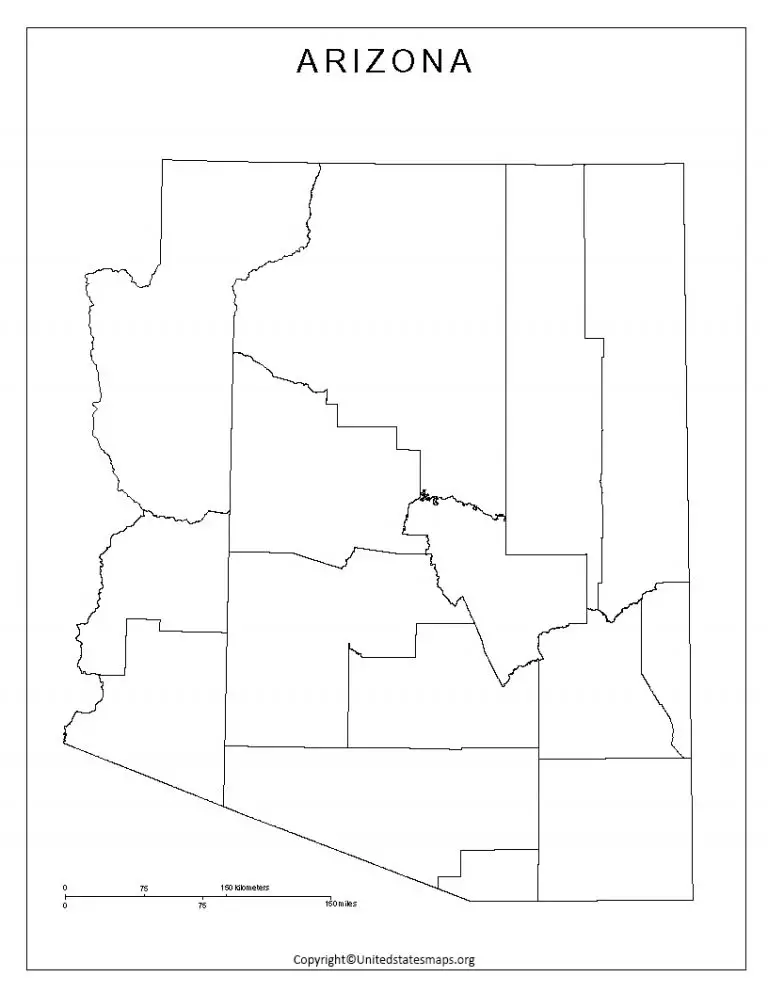 Blank Arizona Map | Printable Map of Arizona in Pdf