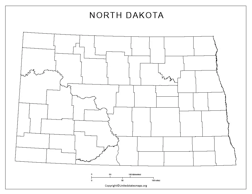 Blank North Dakota Map | Printable Map Of North Dakota PDF
