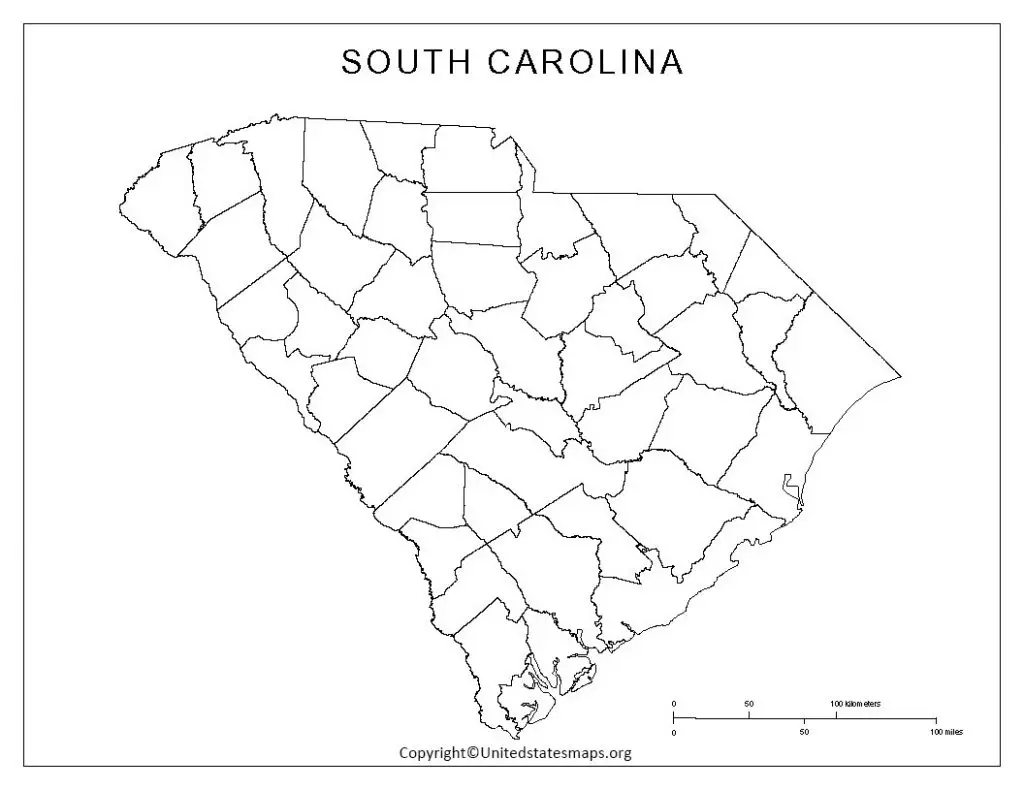 Printable Map of South Carolina