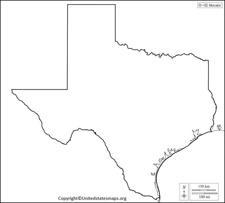 Blank Texas Map | Printable Map Of Texas in PDF