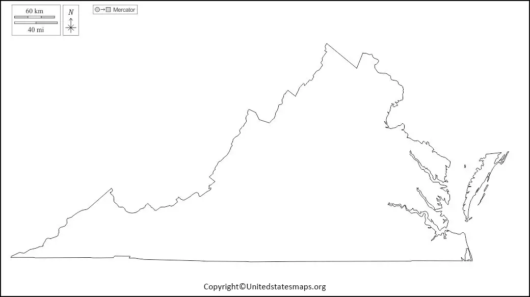 Blank Virginia Map | Printable Map Of Virginia in PDF