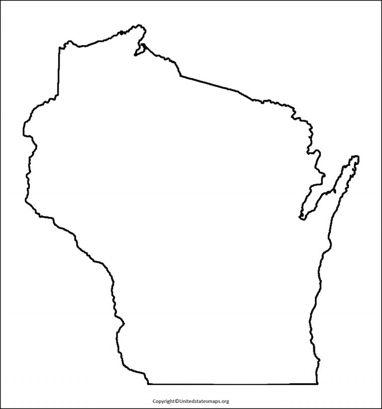 Blank Wisconsin Map | Printable Map of Wisconsin in Pdf