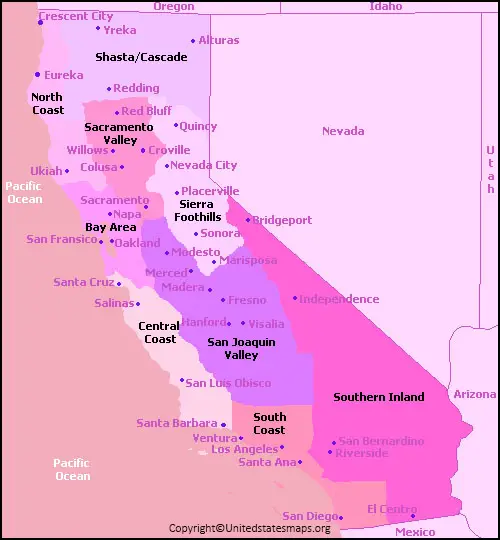 California Map With Capital