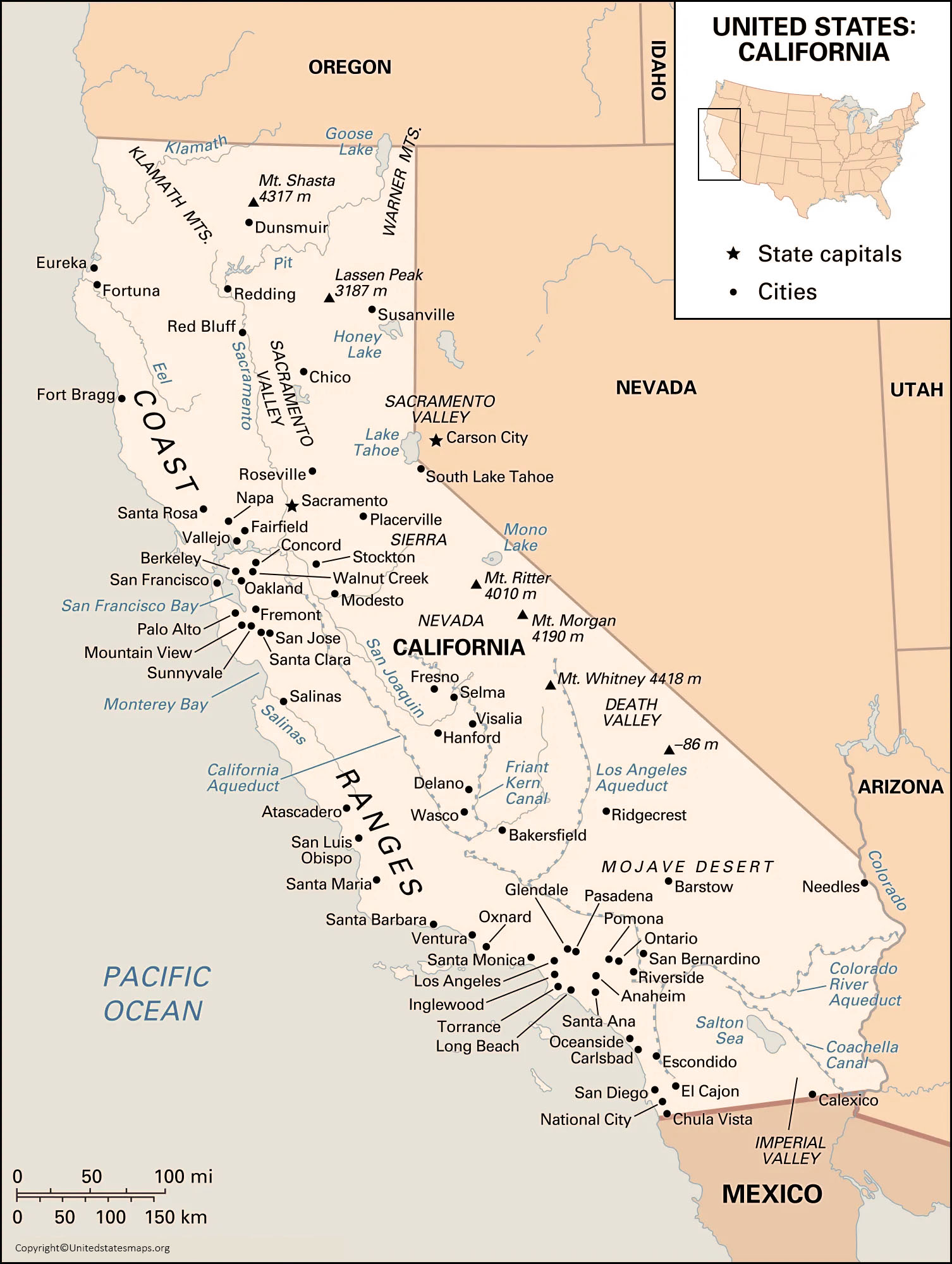California Map With Capital