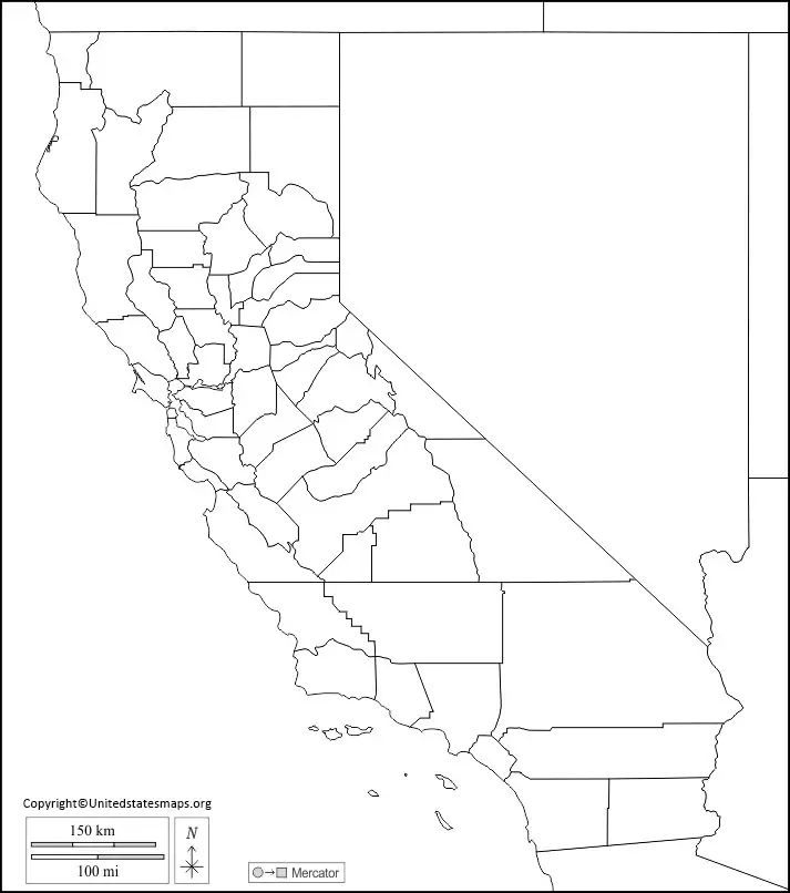 california blank map
