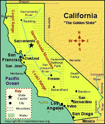 Labeled Map Of California