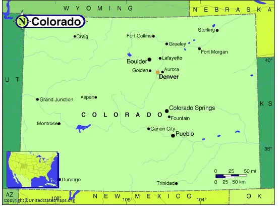 Labeled Map Of Colorado 