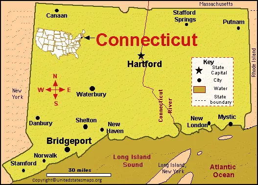  Labeled Map Of Connecticut
