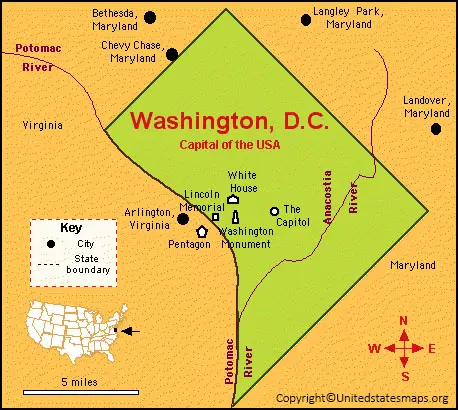  Labeled District Of Columbia Map With Capital
