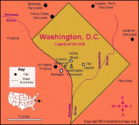 Labeled Map Of District Of Columbia