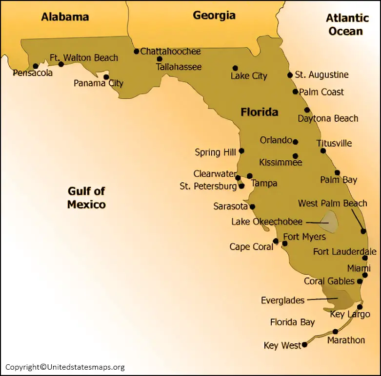 Labeled Map Of Florida