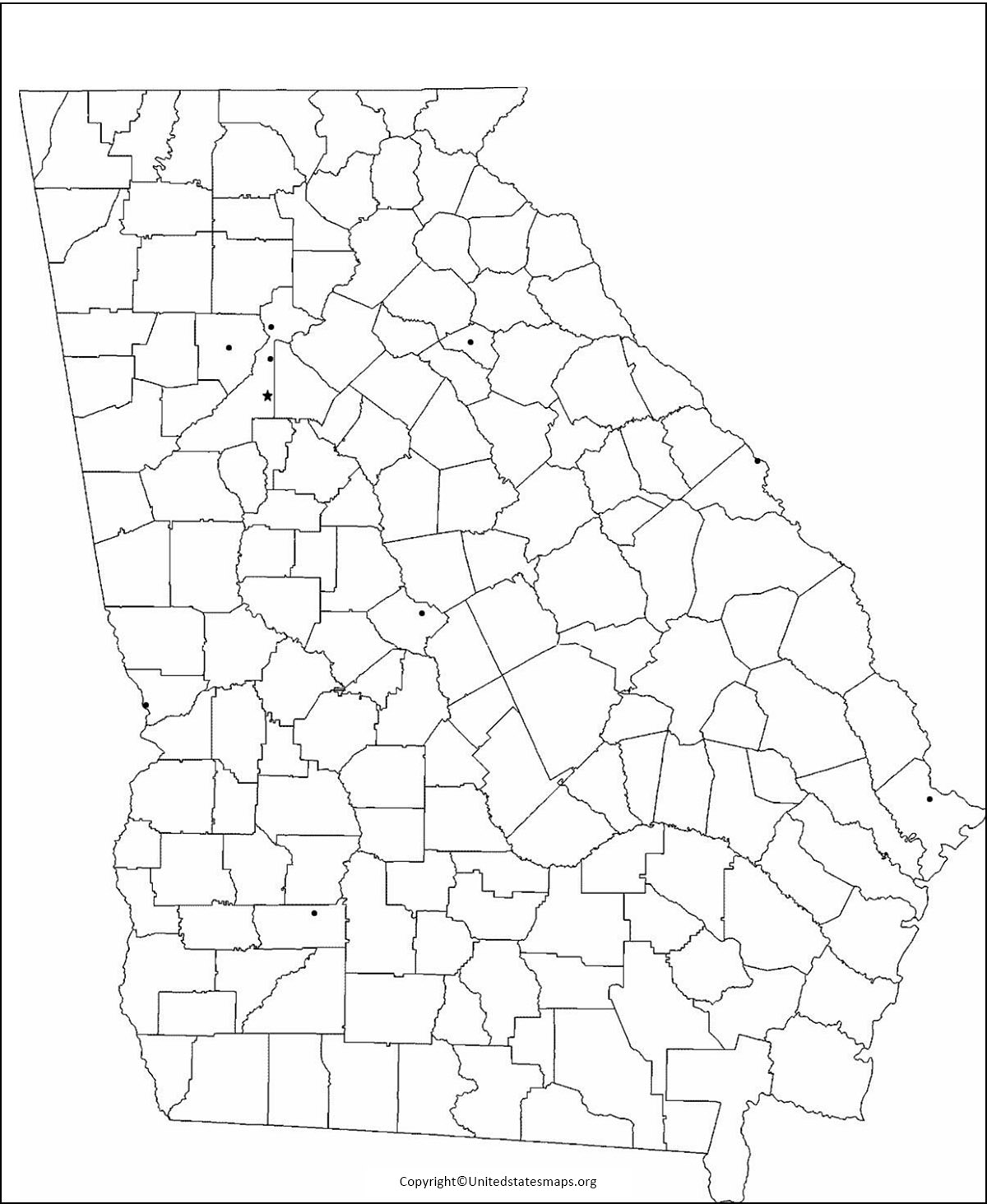 Blank Georgia Map  Printable Map Of Georgia in PDF