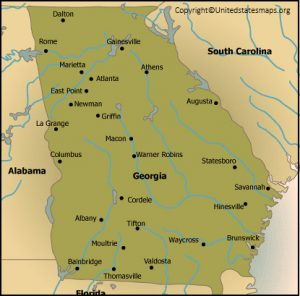 Labeled Georgia Map with Capital & Cities in Pdf