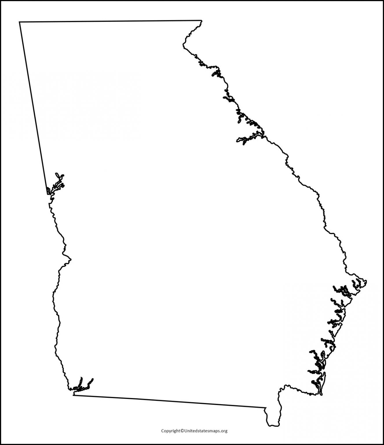 Blank Georgia Map  Printable Map Of Georgia in PDF