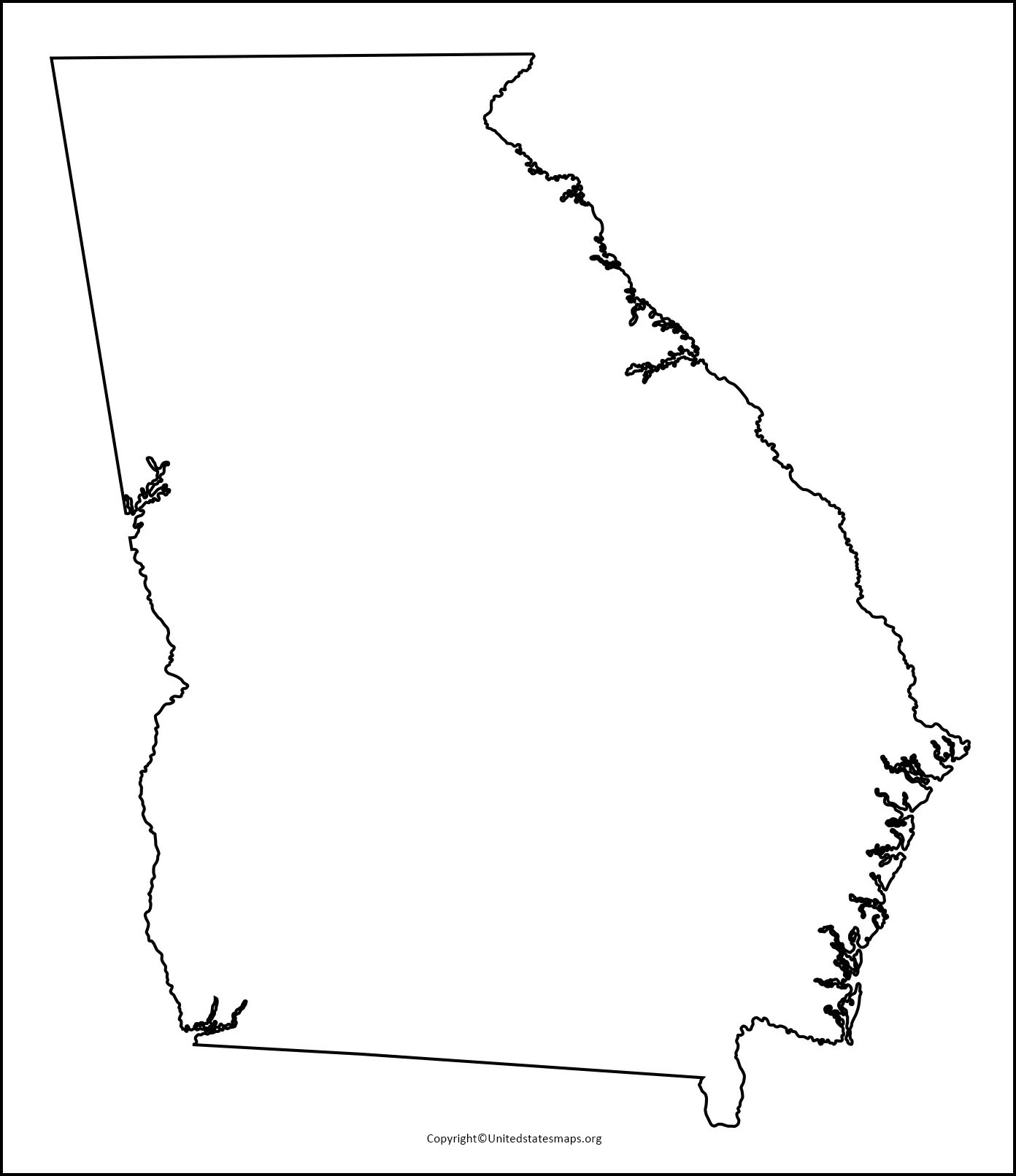 Blank Georgia Map  Printable Map Of Georgia in PDF