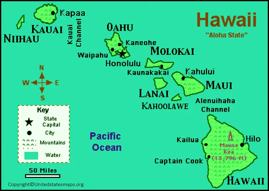 Printable Labeled Map Of Hawaii