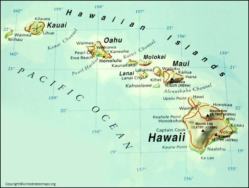 Printable Labeled Map Of Hawaii