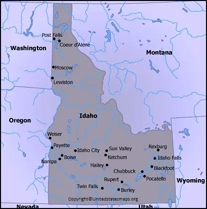 Printable Labeled Map Of Idaho