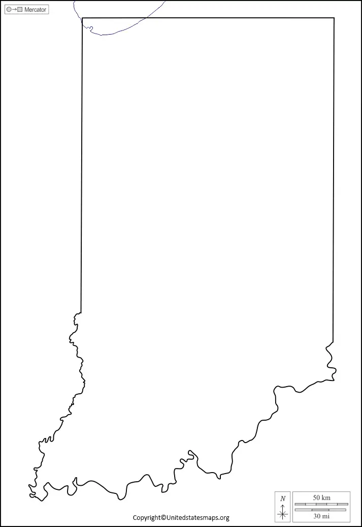 Blank Indiana Map | Printable Map Of Indiana in PDF