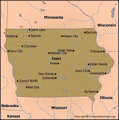 Labeled Iowa Map