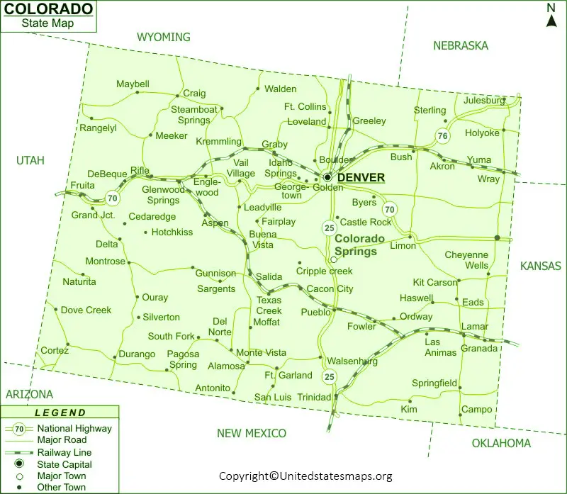 Colorado Map With Cities Labeled