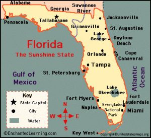 Labeled Florida Map Capital And Cities in Pdf