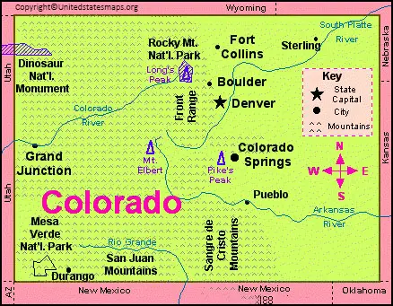 Labeled Colorado Map With Capital And Cities in Pdf