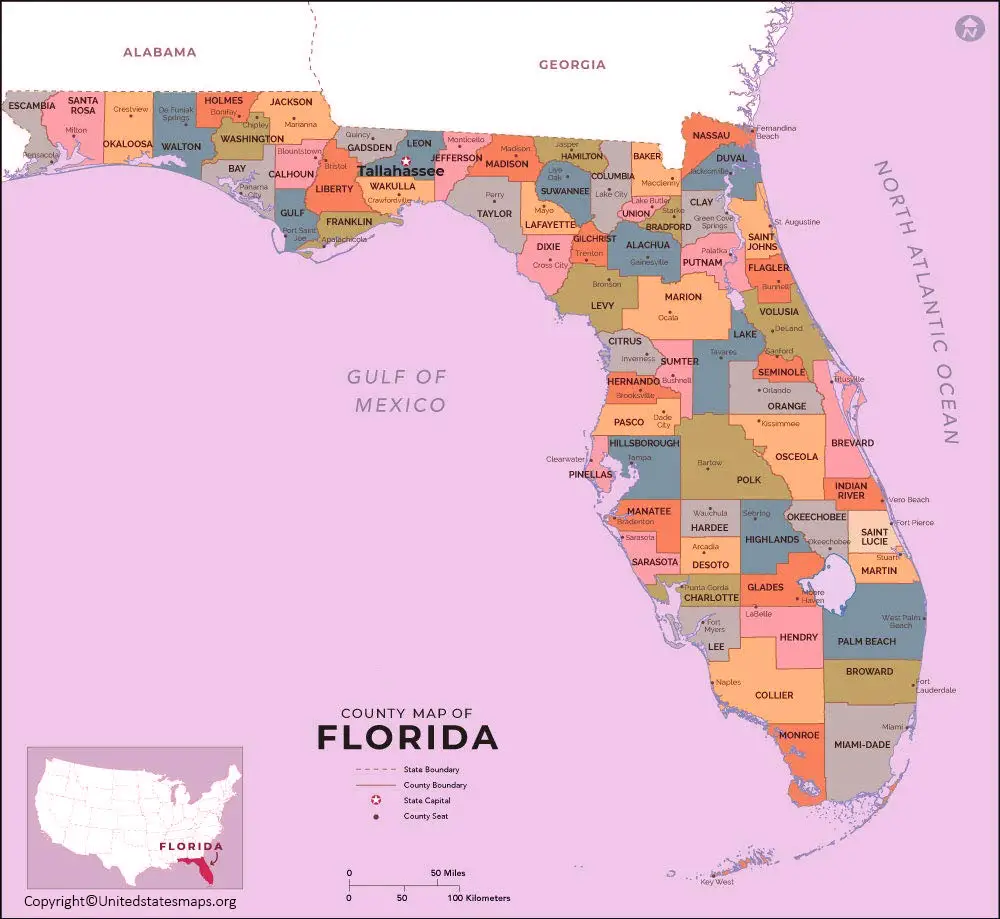 Florida Map Of Cities Labeled