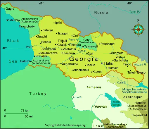 Georgia Map With Cities Labelled