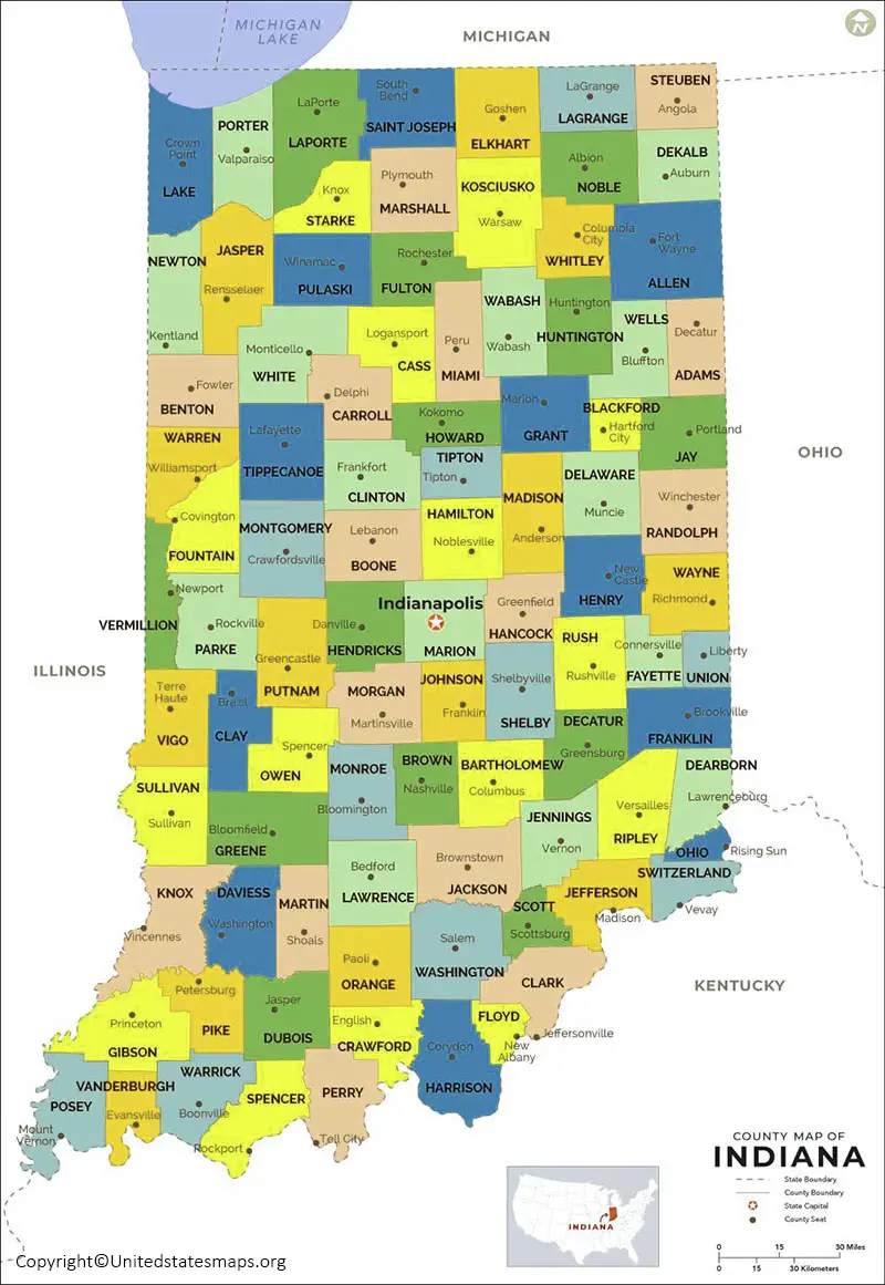 Labeled Indiana Map With Capital Cities In Pdf