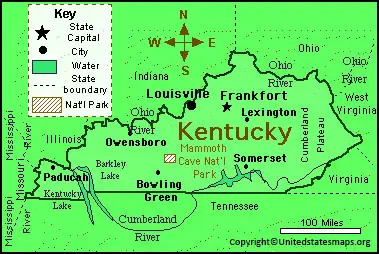 Labeled Map Of Kentucky With Cities