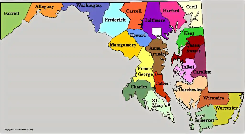 Labeled Maryland Map With Capital & Cities In PDF