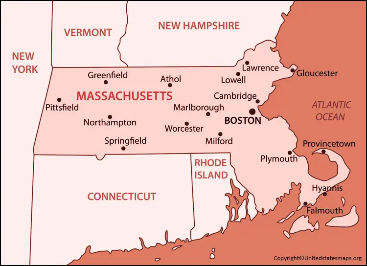 Labeled Map Of Massachusetts With Capital