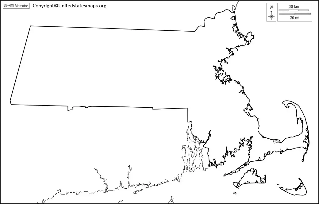 Blank Massachusetts Map | Printable Map Of Massachusetts PDF