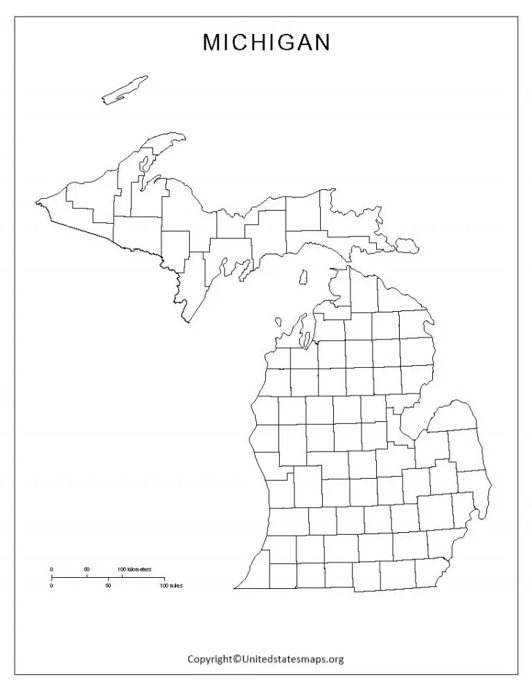 Blank Michigan Map Printable Map Of Michigan in PDF