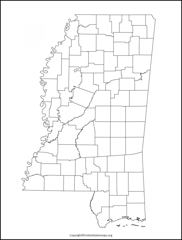 Blank Mississippi Map | Printable Map Of Mississippi in PDF