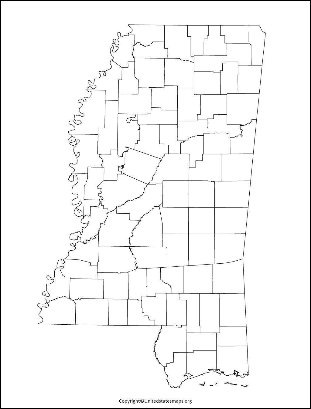 Blank Mississippi Map Printable Map Of Mississippi In PDF   Mississippi Blank Map 