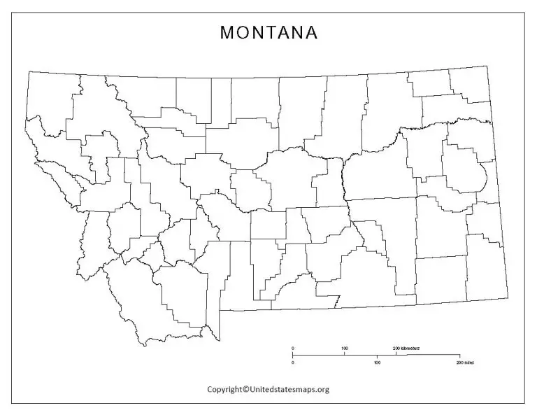 Blank Montana Map Printable Map - Montana Map Outline 768x593 
