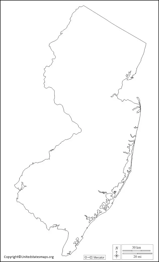 Blank New Jersey Map | Printable Map Of New Jersey in PDF