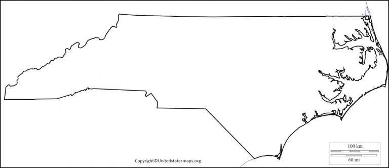 Blank North Carolina Map Printable - North Carolina Blank Map 768x332 