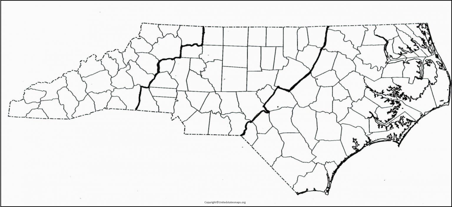 Blank North Carolina Map Printable - North Carolina Map Outline 1 1536x704 