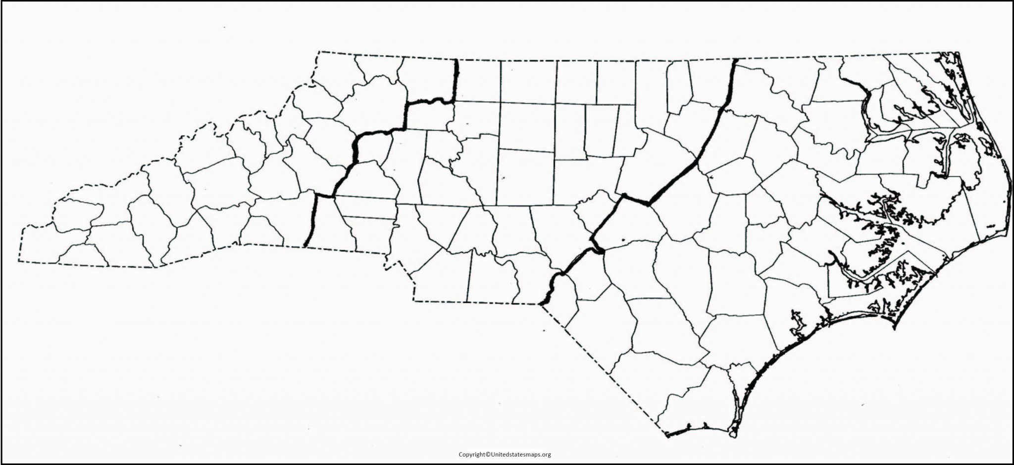 Blank North Carolina Map | Printable Map Of North Carolina