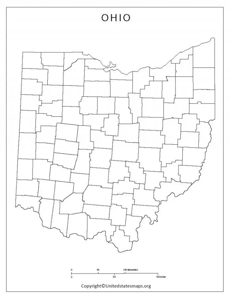 Blank Ohio Map  Printable Map Of Ohio in PDF